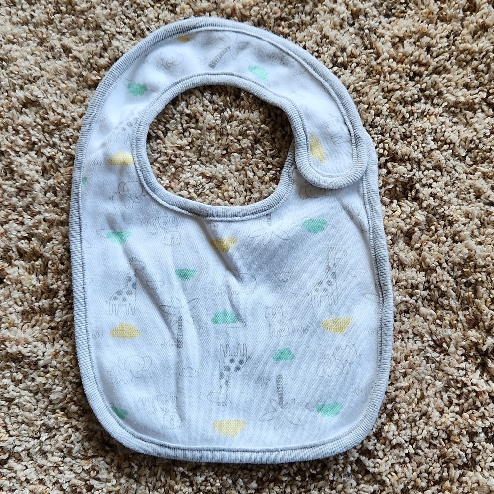 George Baby Bib with Animal Print - Gray, Yellow, Green